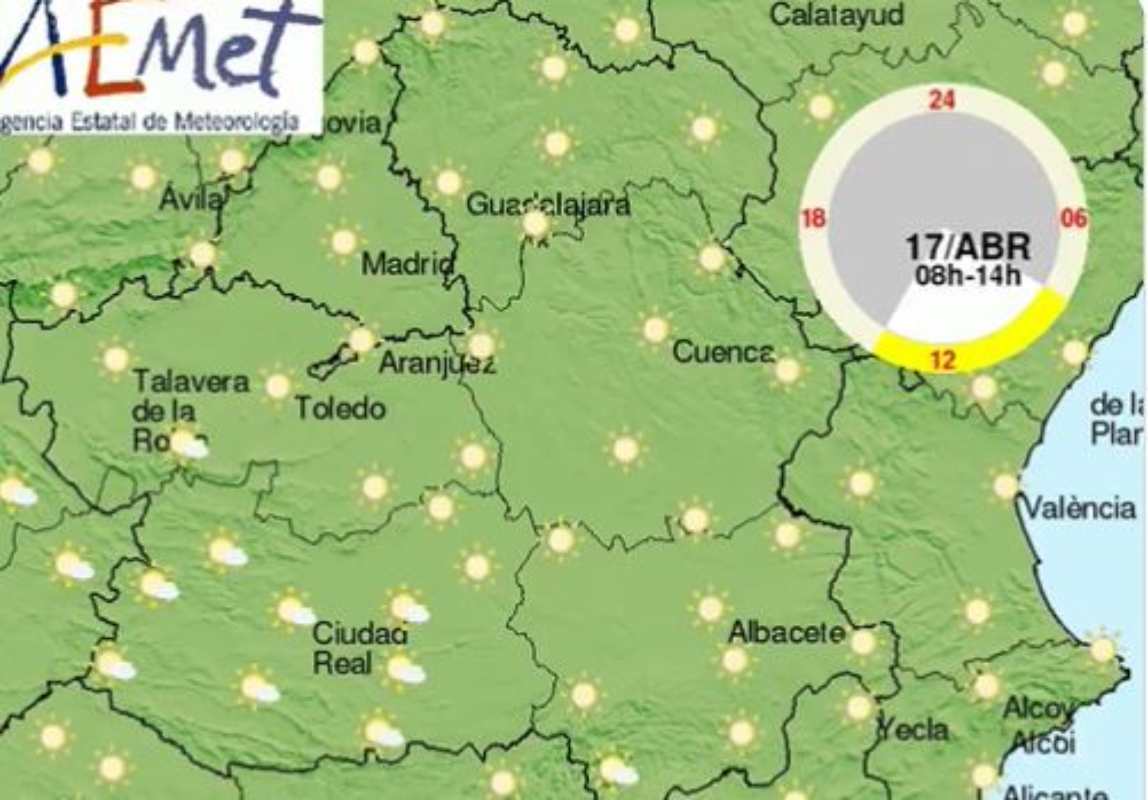 El mapa de la Aemet para hoy domingo.