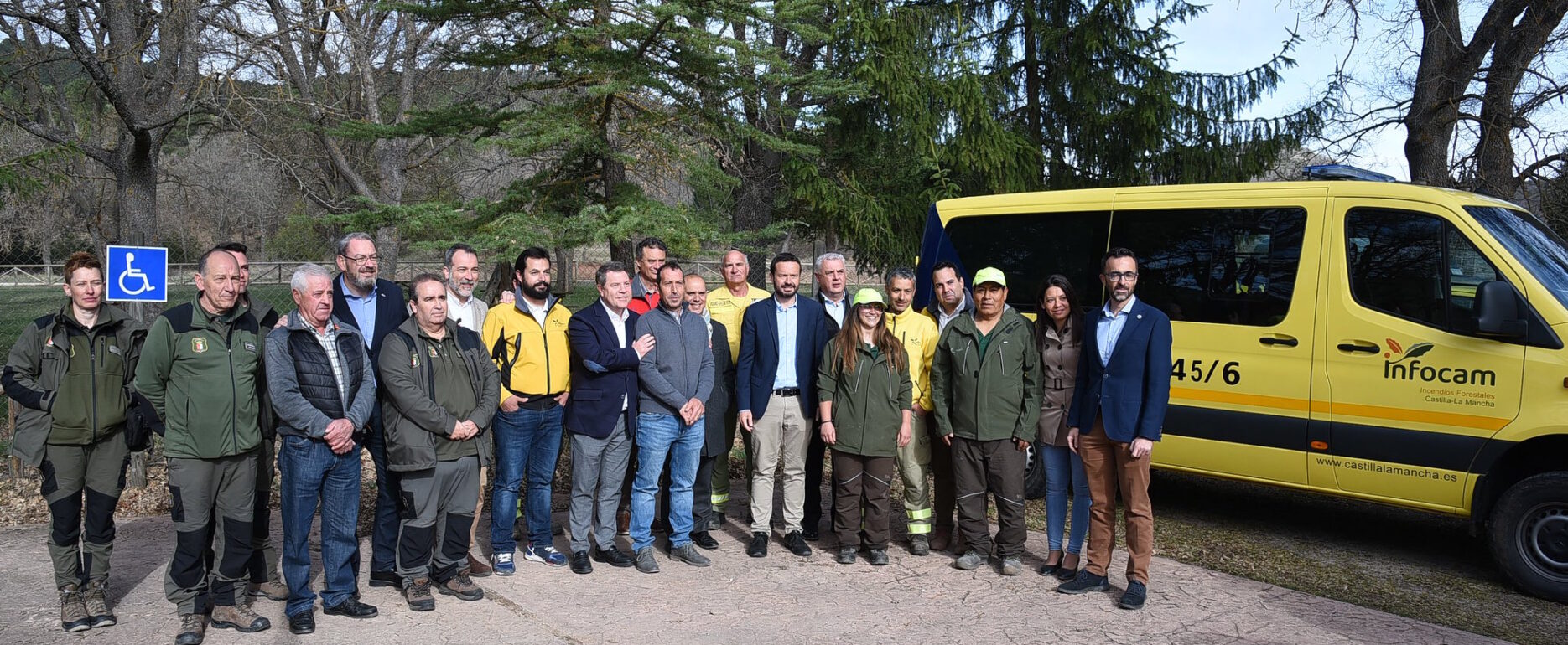 Page, durante la presentación de las infraestructuras del Plan Especial de Emergencias por Incendios Forestales de Castilla-La Mancha (INFOCAM) y helisuperficie de Corduente (Guadalajara).