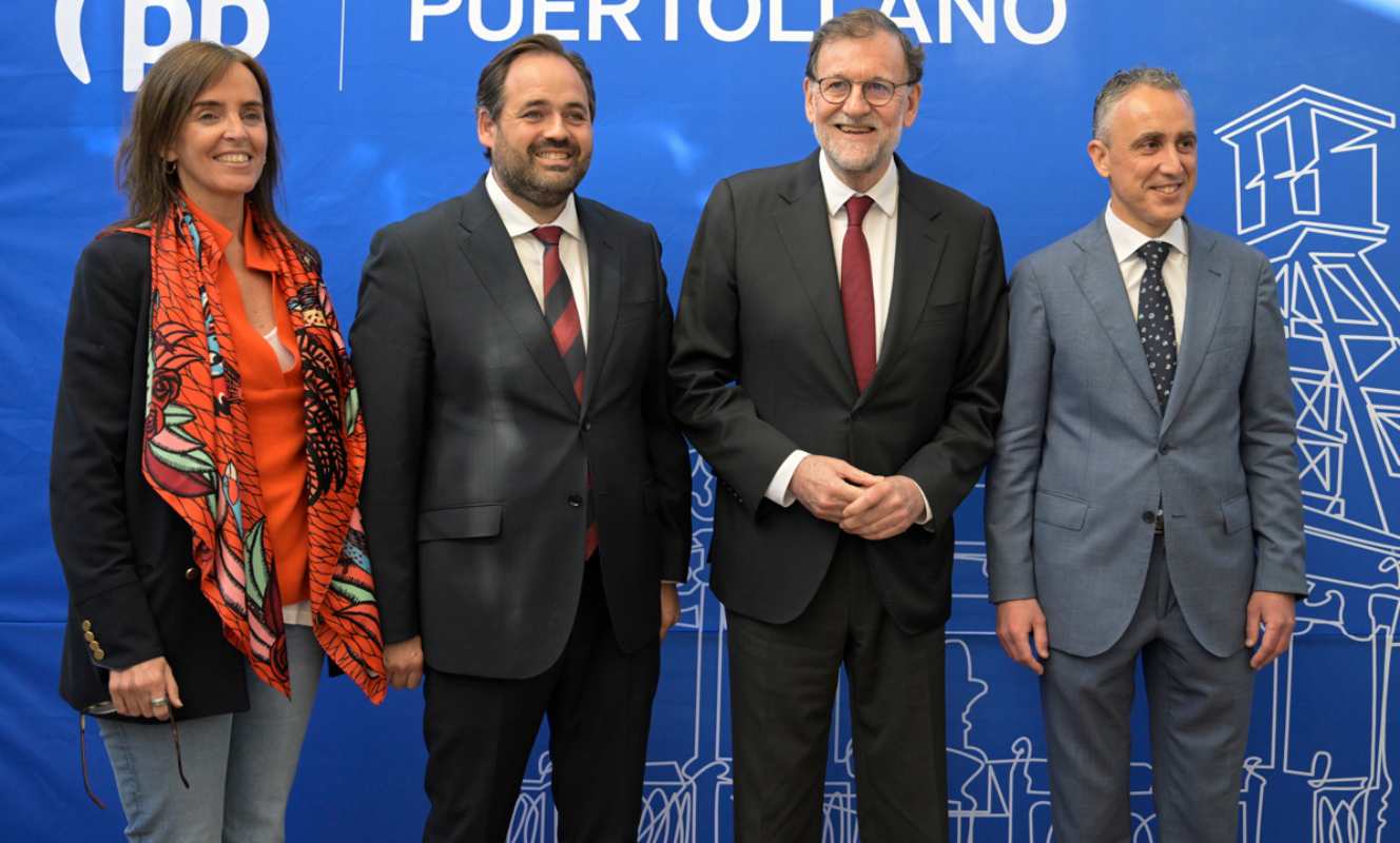 Rajoy estuvo en Puertollano para apoyar las candidaturas municipal (Puertollano) y regional (Núñez) de su partido. Foto: EFE.