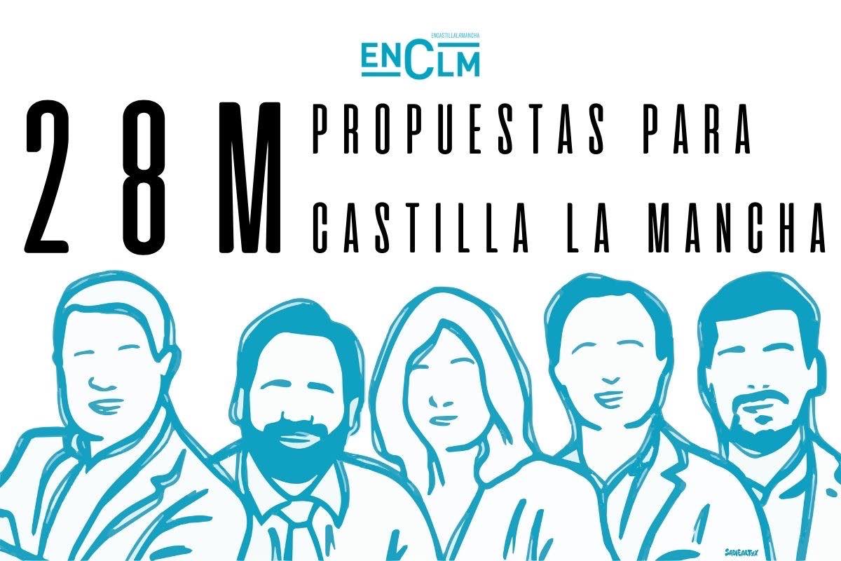 Candidatos a la presidencia de Castilla-La Mancha. Ilustración: Sara Espejel.