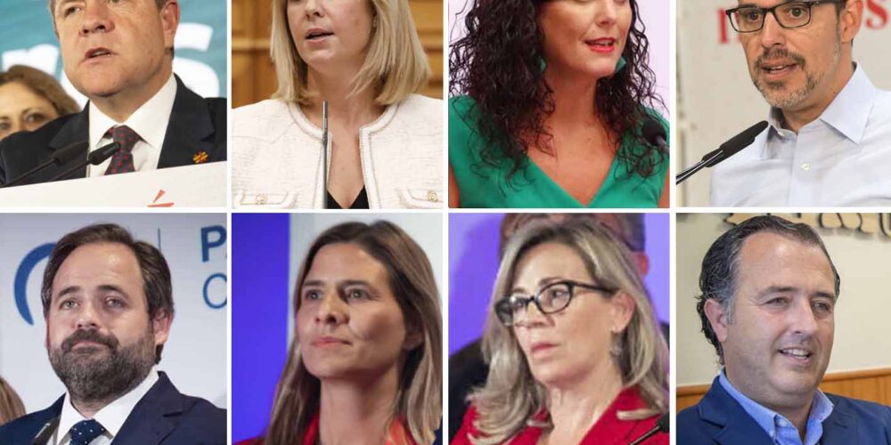 Emiliano García-Page, Ana Abengozar, Josefina Navarrete, Pablo Bellido, Paco Núñez, Carlina Agudo, Lola Merino y David Moreno.