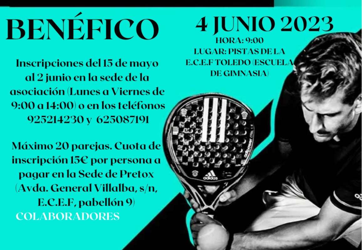 Cartel del torneo benéfico de pádel en Toledo.