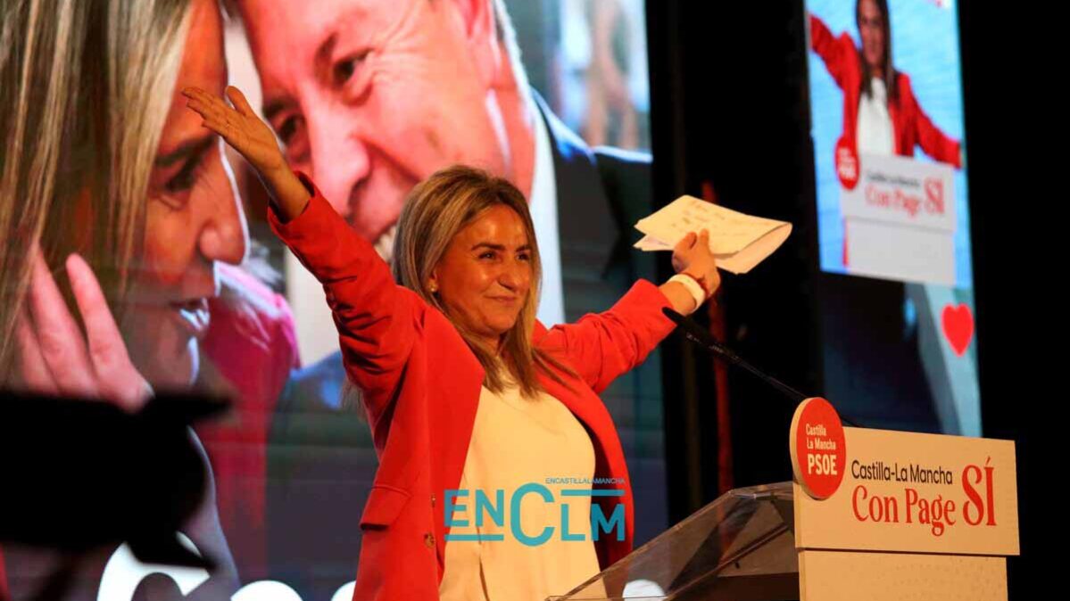 Milagros Tolón en el mitin del PSOE en Toledo.