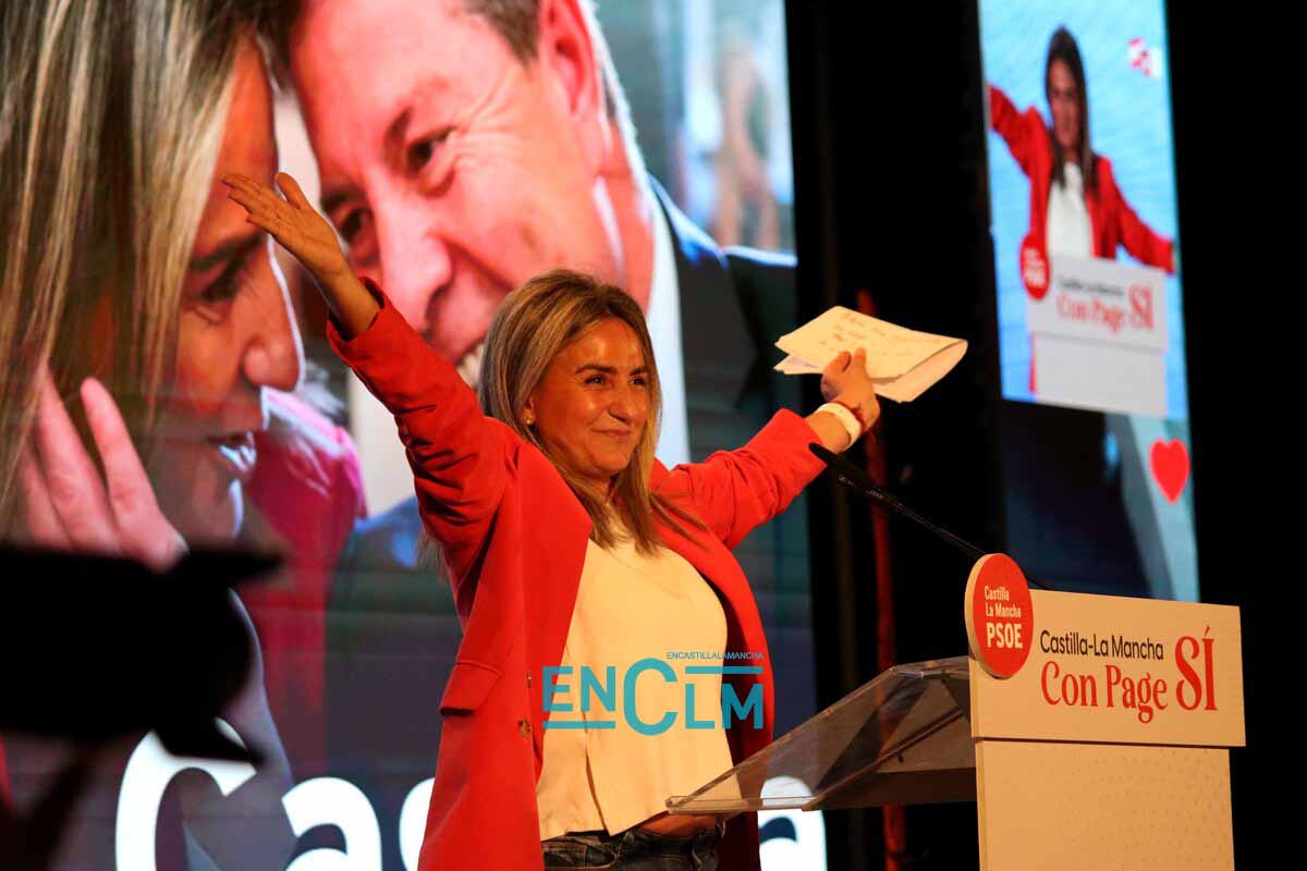 Milagros Tolón en el mitin del PSOE en Toledo.