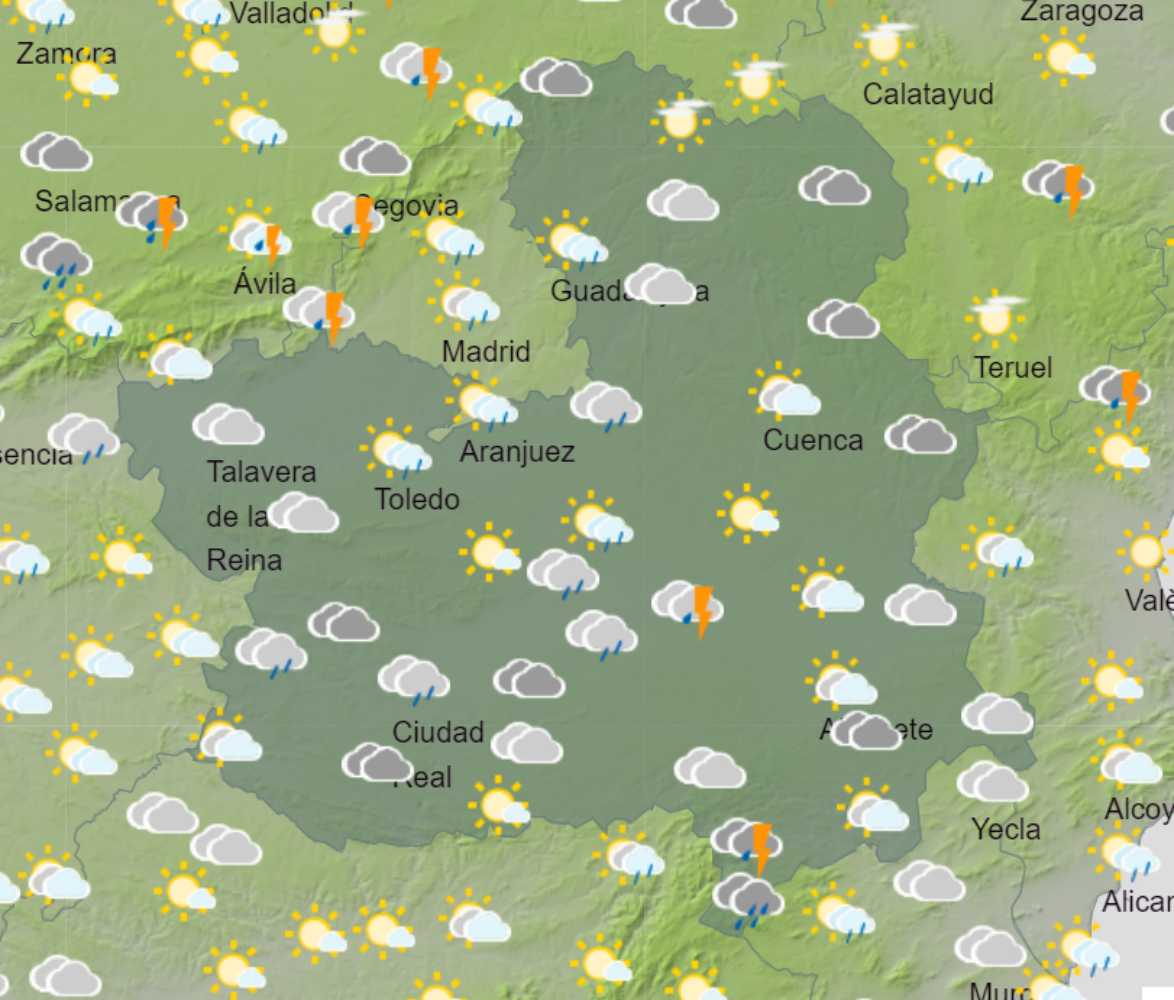 Previsiones meteorológicas para este miércoles en Castilla-La Mancha.