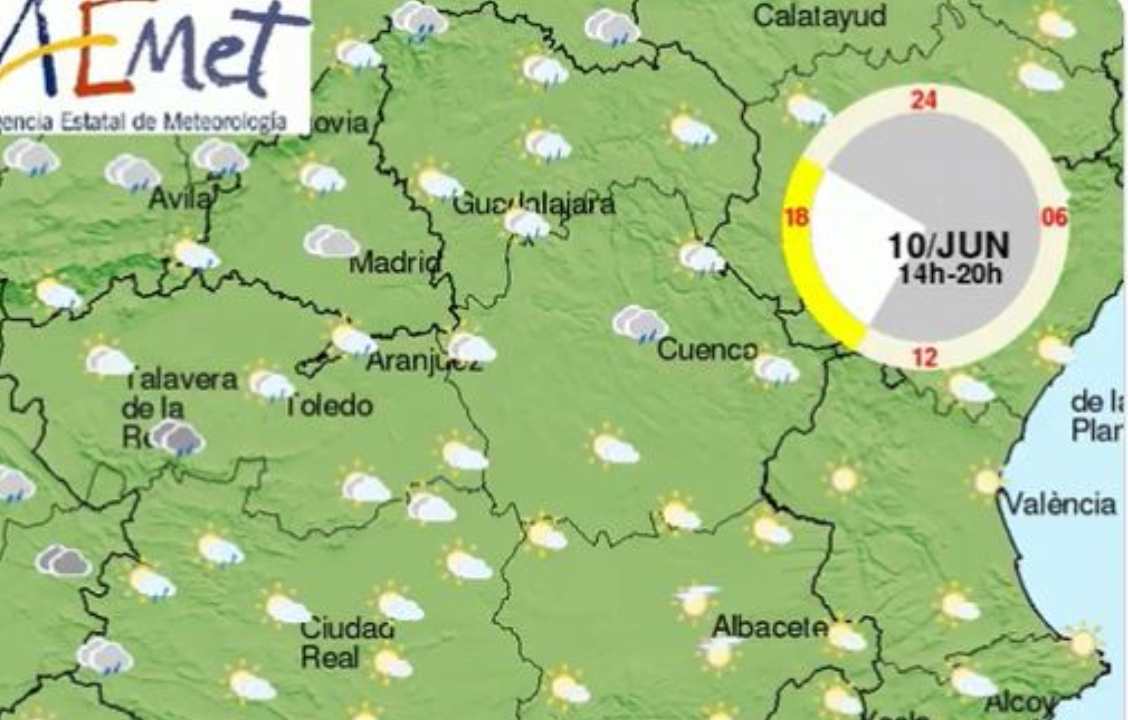 Mapa de la Aemet para hoy sábado.