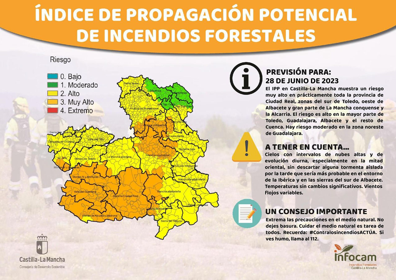 Ojo a los incendios forestales en ciertas zonas de CLM.