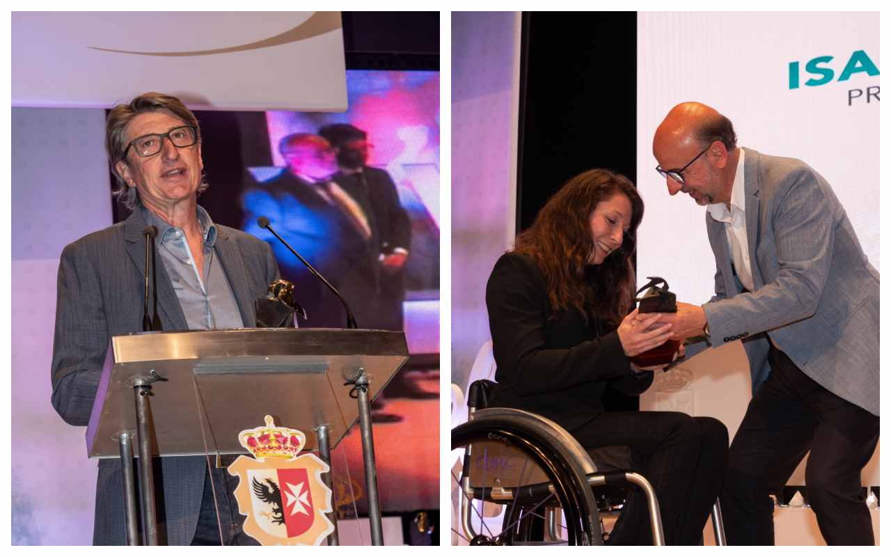 Juan Carlos Rivero e Isabel Fernández, dos de los premiados en la XVI Gala del Deporte de Los Yébenes (Toledo).