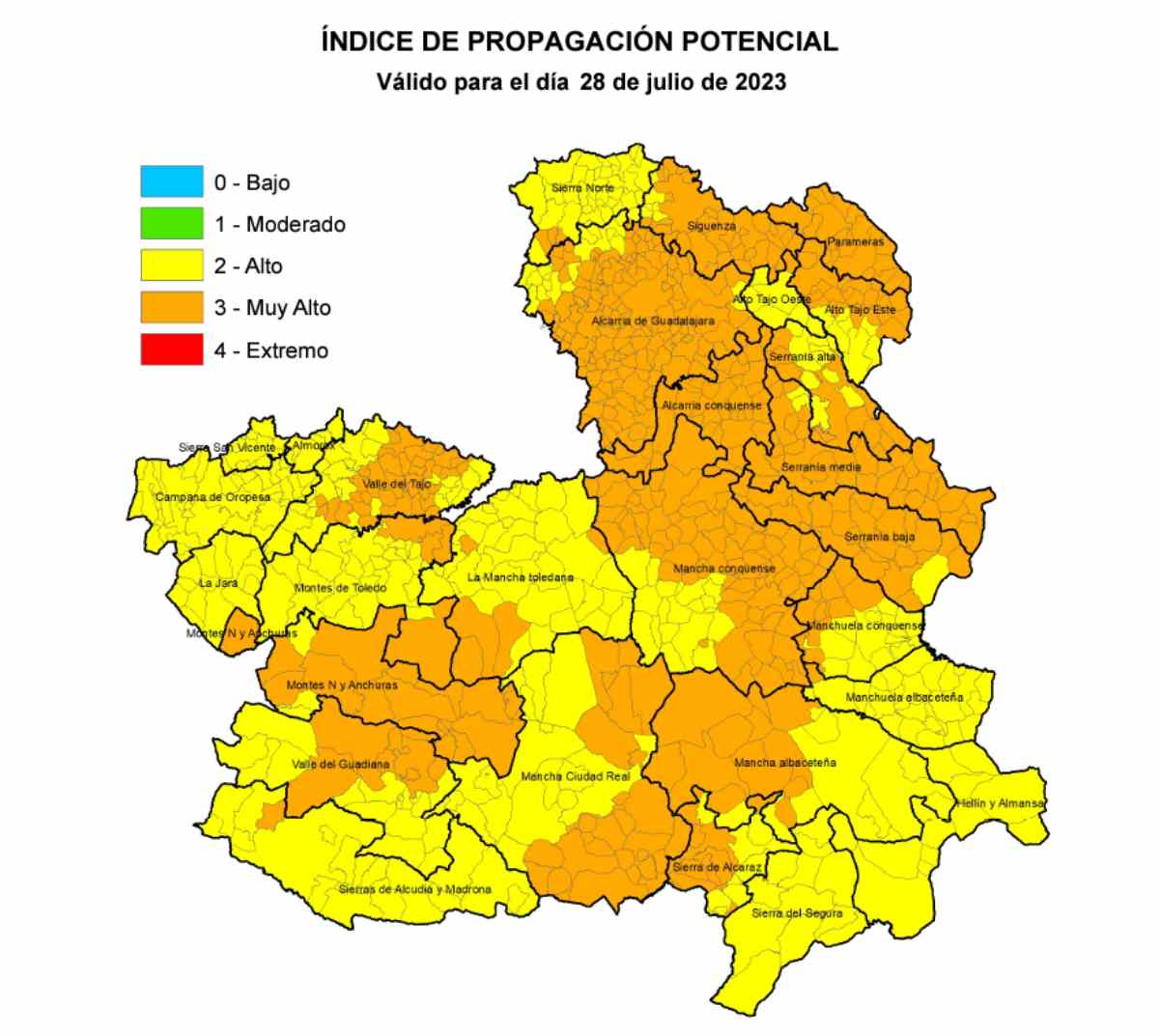 Índice de Propagación Potencial Fuente: Infocam