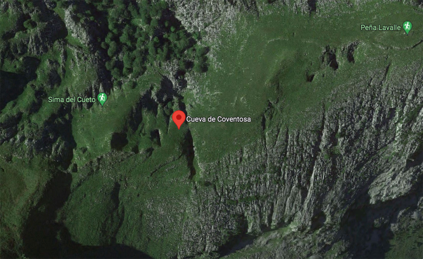 Vista aérea de la cueva de Coventosa, en Cantabria.