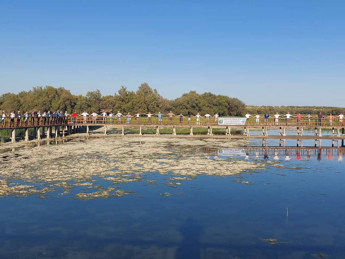 Protesta del "abrazo al agua" en Las Tablas de Daimiel.