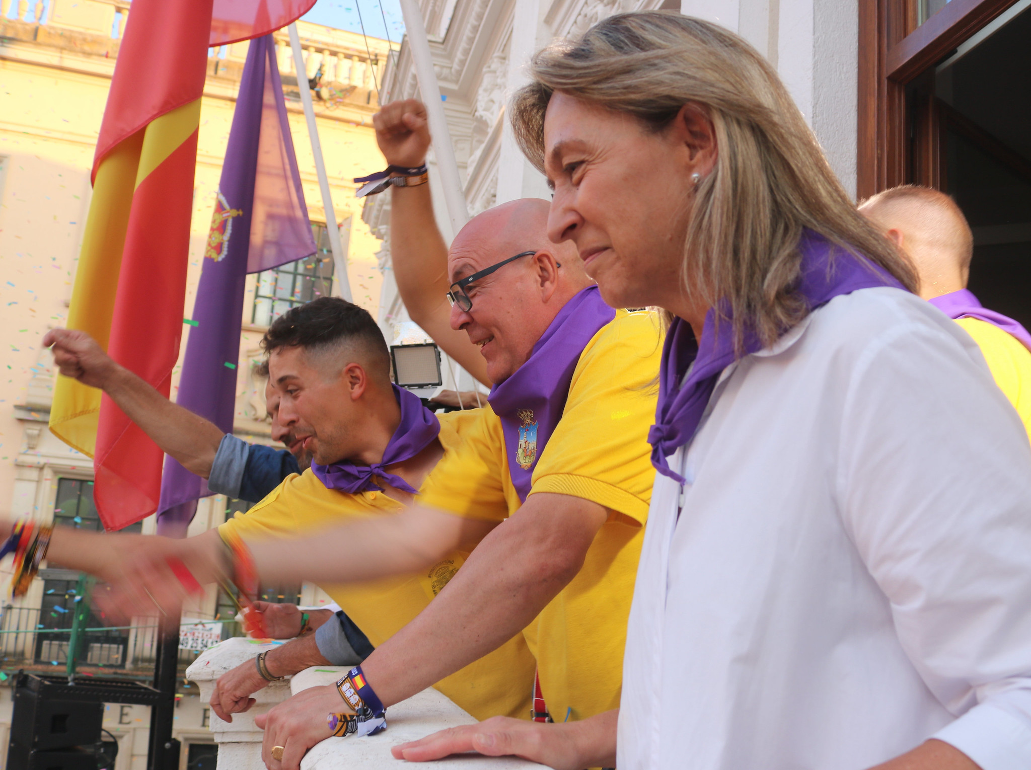 Ana Guarinos, alcaldesa de Guadalajara durante el chupinazo de peñas en las Ferias y Fiestas de Guadalajara