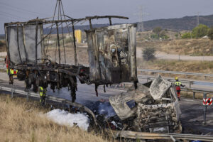 Aparatoso accidente en Pepino (Toledo) EFE/Manu Reino.