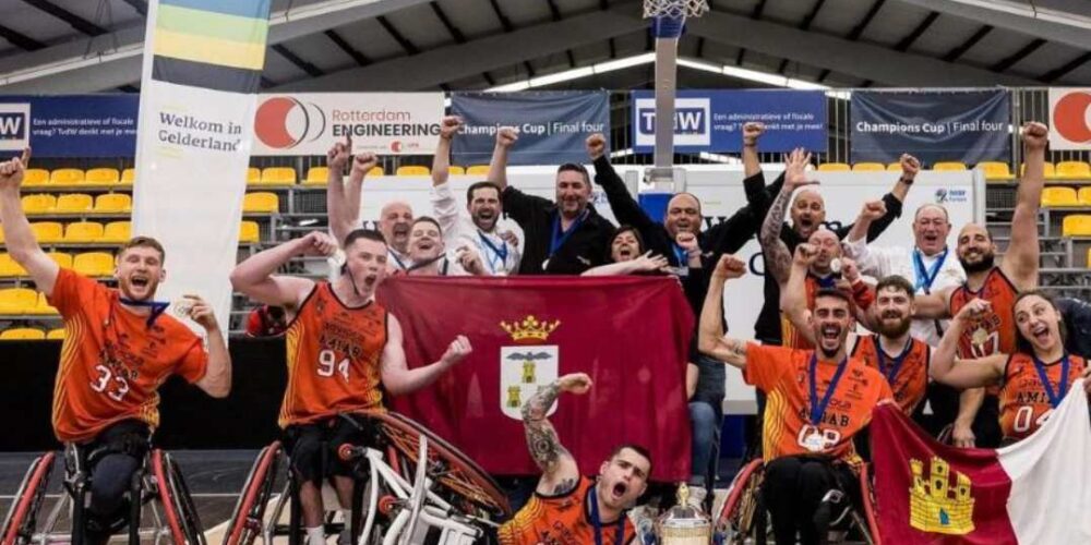 El BSR Amiab Albacete, cuando se proclamó campeón de Europa.
