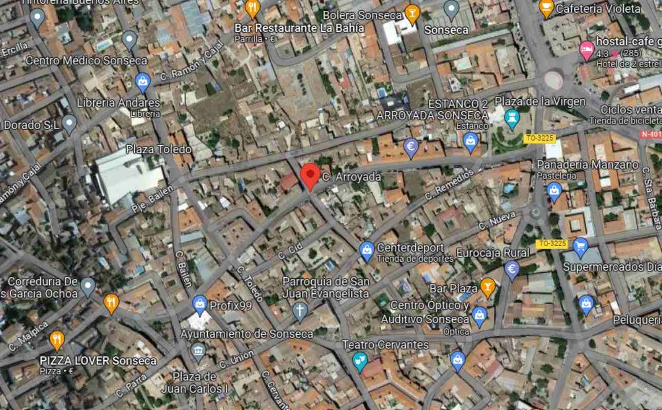 Explosión de gas en una casa de la calle Arroyada de Sonseca. Imagen: Google Maps.