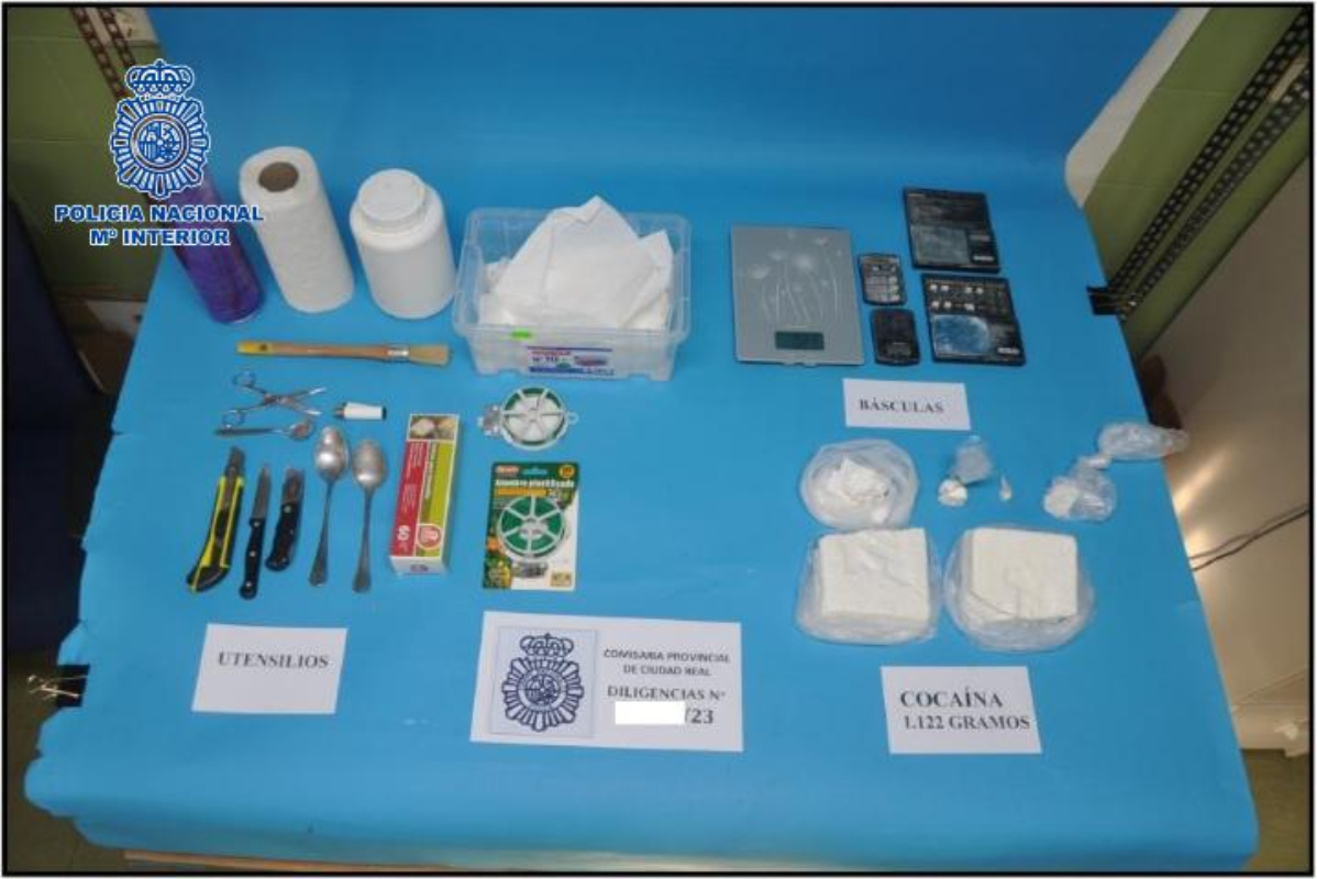 Material incautado al grupo que distribuía cocaína en la provincia de Ciudad Real.
