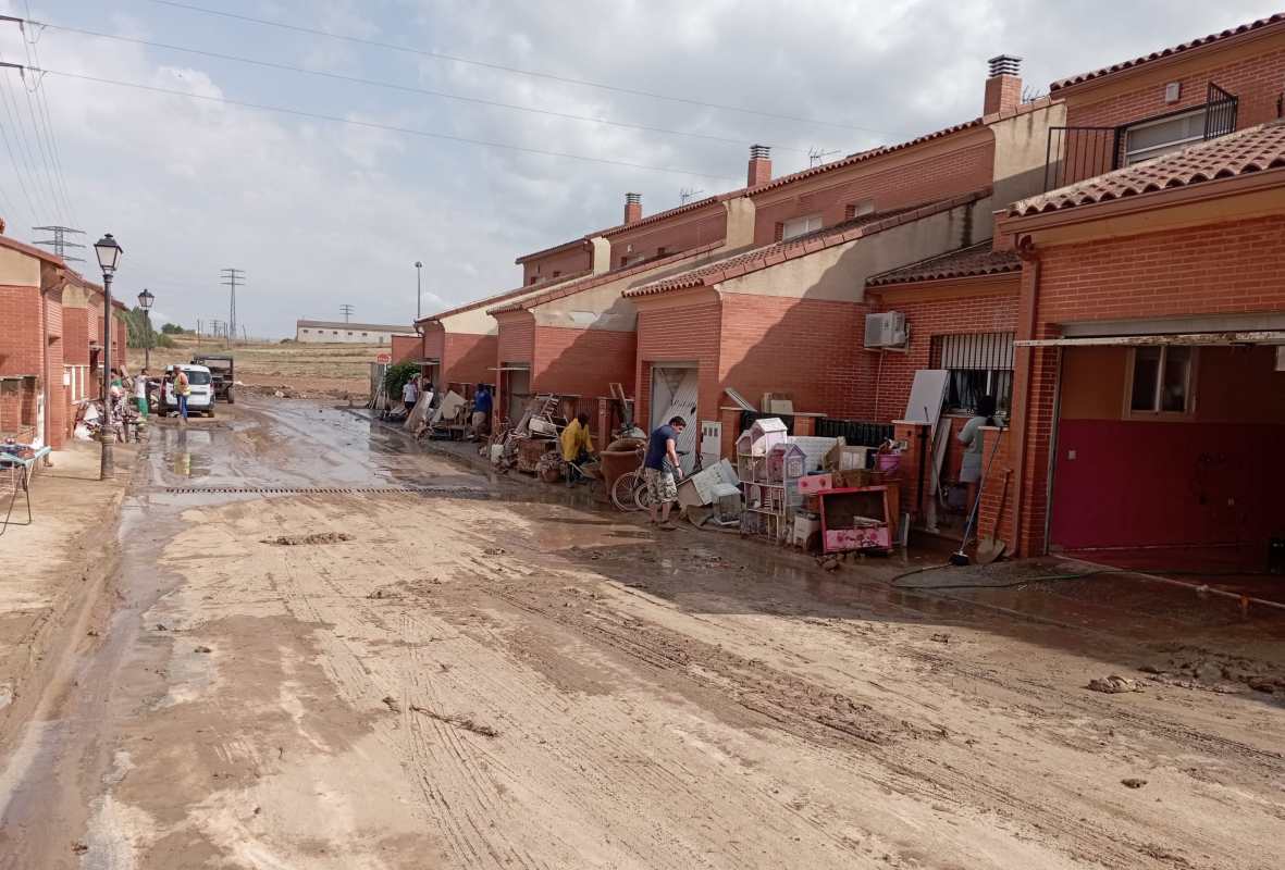 Desolación en una calle de Recas. Foto: Ayuntamiento de Recas.