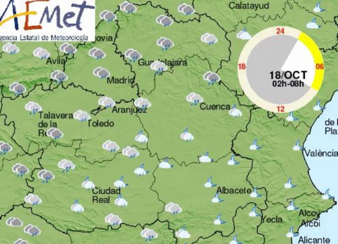 Mapa regional de la Aemet.