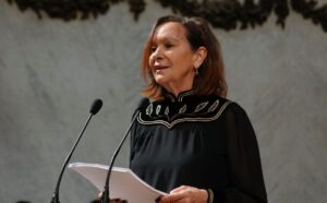 Clara Sánchez, escritora guadalajareña, en su discurso de ingreso en la RAE.