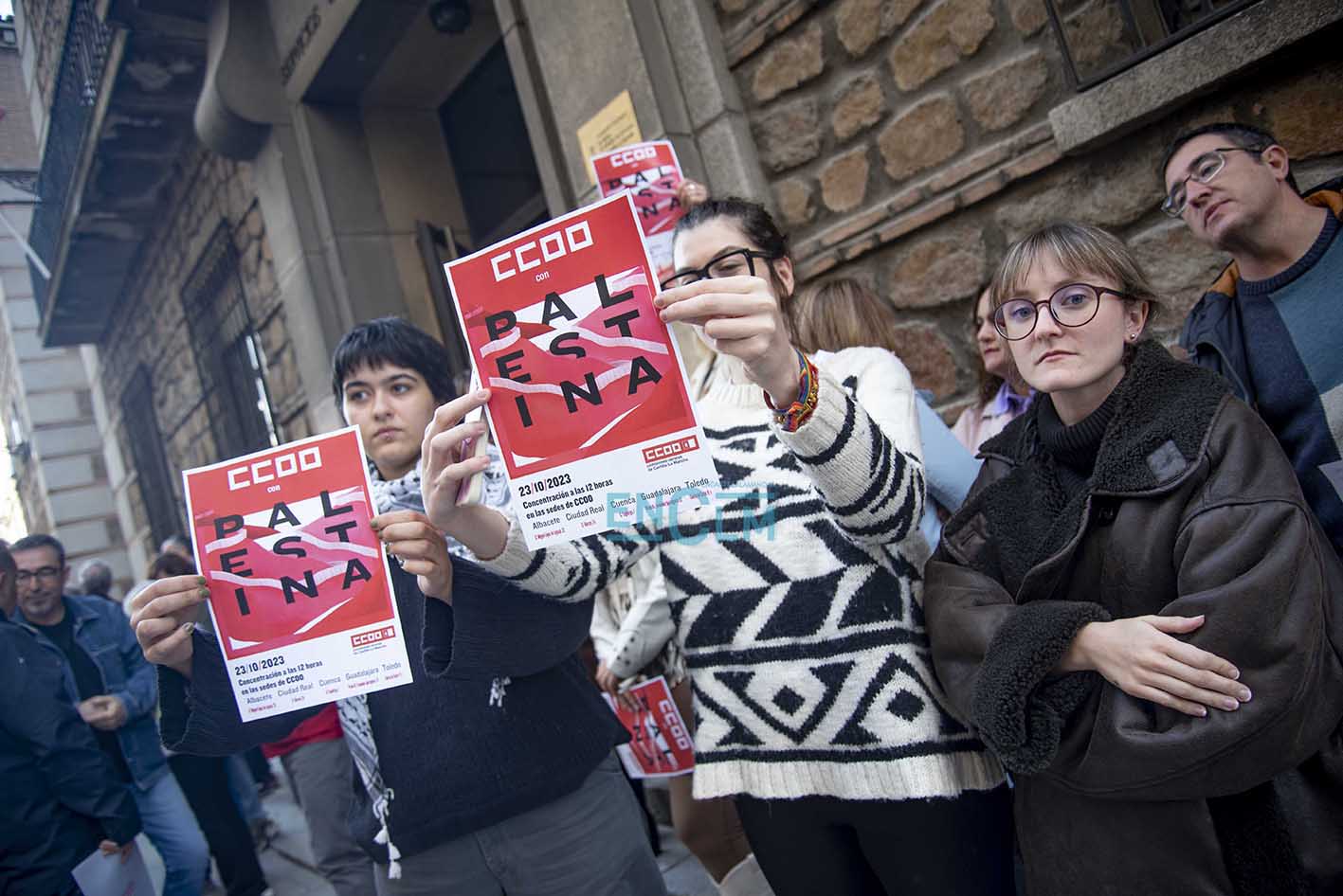 Concentración de CCOO en Toledo para apoyar al pueblo palestino. Foto: Rebeca Arango.