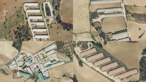 Vista aérea de las macrogranjas de Huerta de la Obispalía.