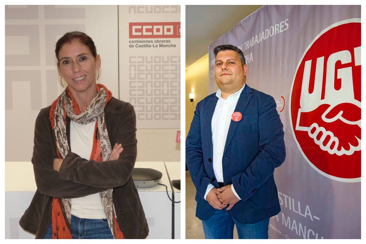 Nunzia Castelli, de CCOO, y Luis Manuel Monforte, secretario general de UGT CLM.