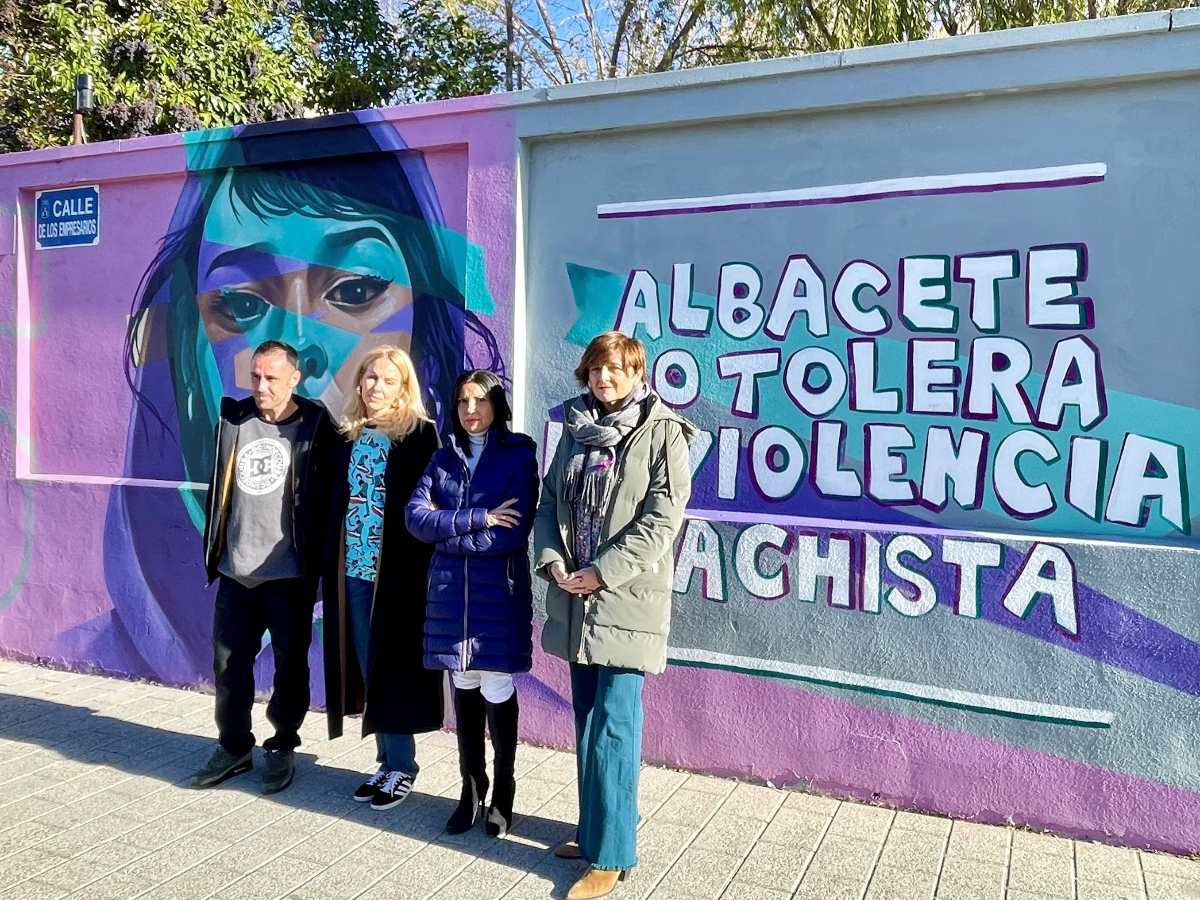 Grafiti en Albacete contra la violencia machista.