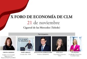 Cartel del foro organizado por la Asociación de Empresa Familiar de CLM y CaixaBank.