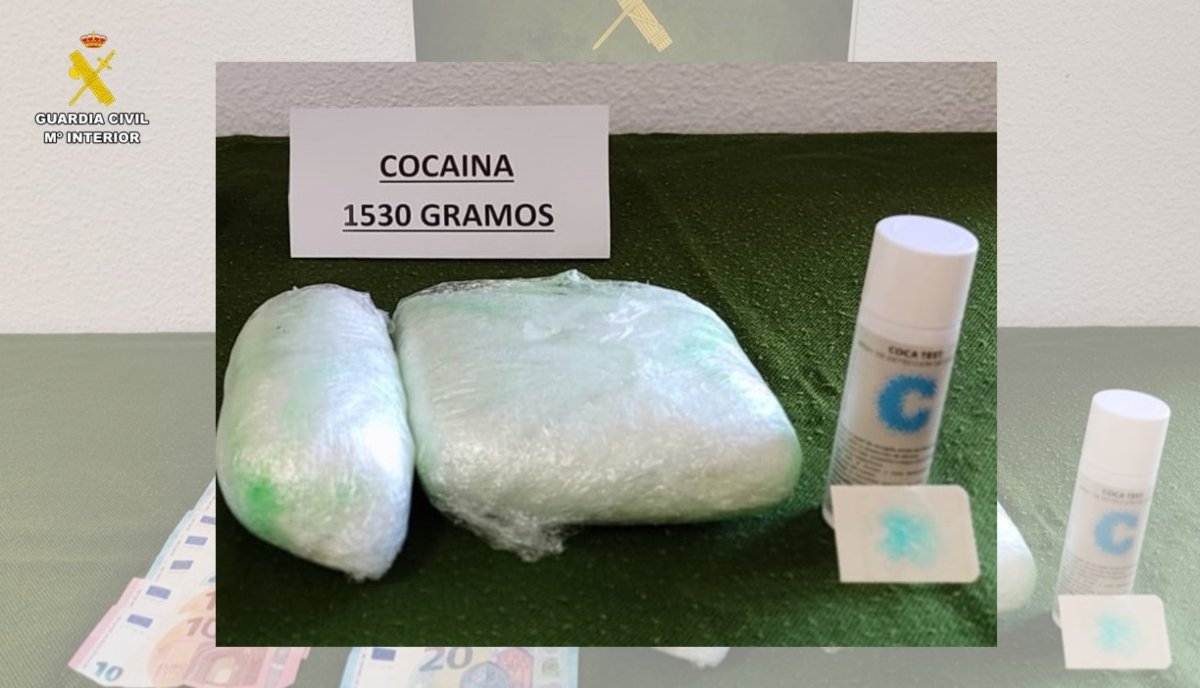 Los dos paquetes de grandes dimensiones con cocaína.