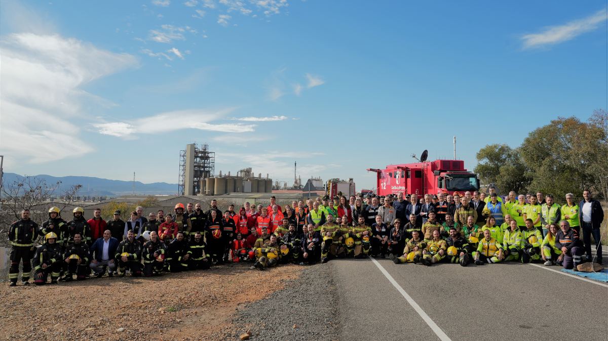 Todos los participantes en el simulacro de Puertollano.