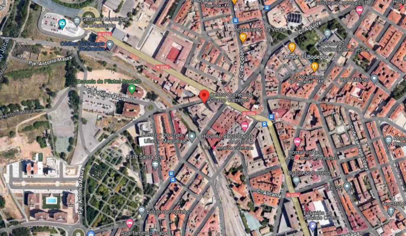 Restablecido el autobús urbano en una zona de avenida de CLM, en Cuenca. Imagen: Google Maps.