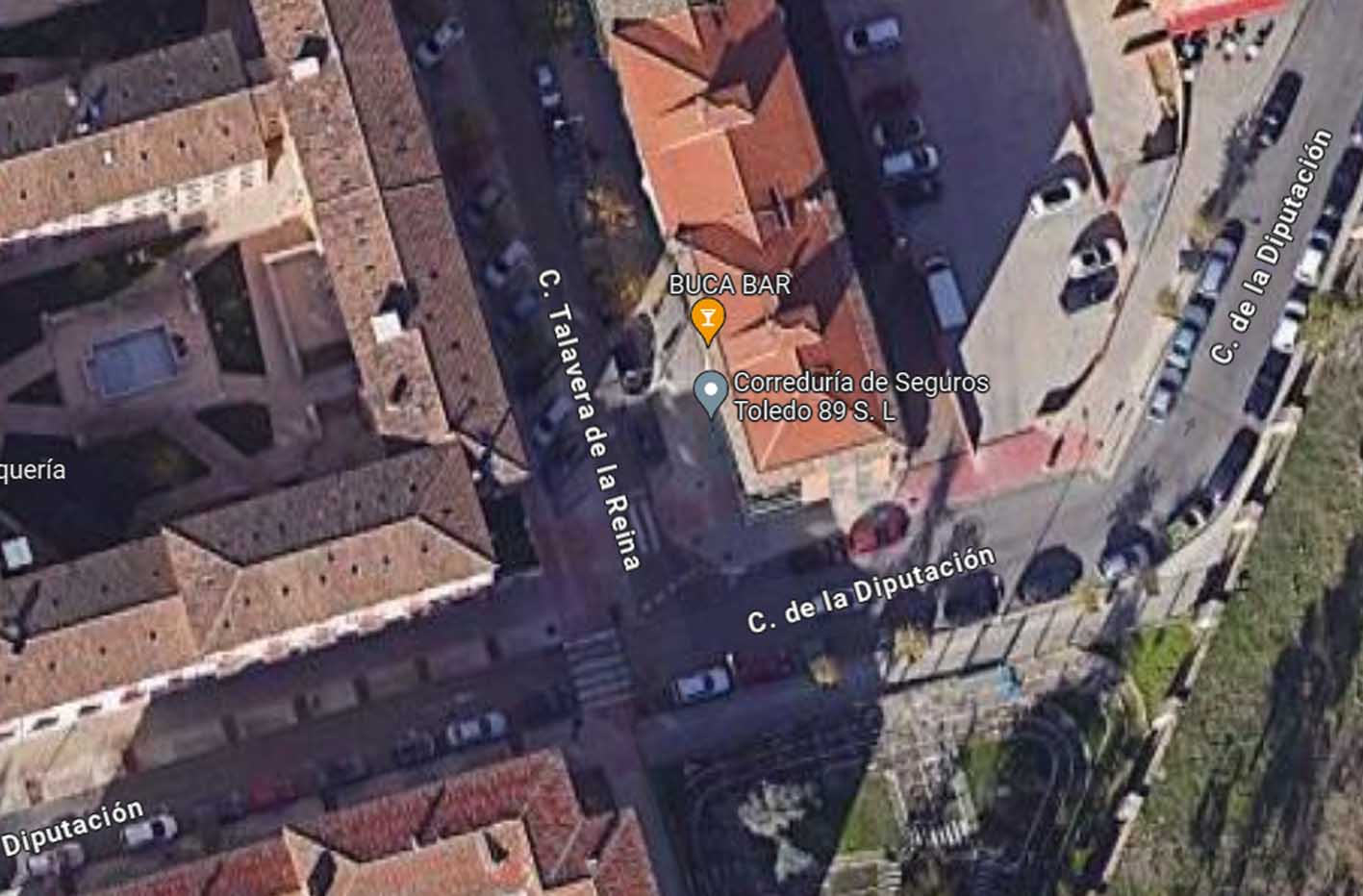 Accidente de tráfico en la calle Diputación de Toledo, con un herido. Imagen: Google Maps.