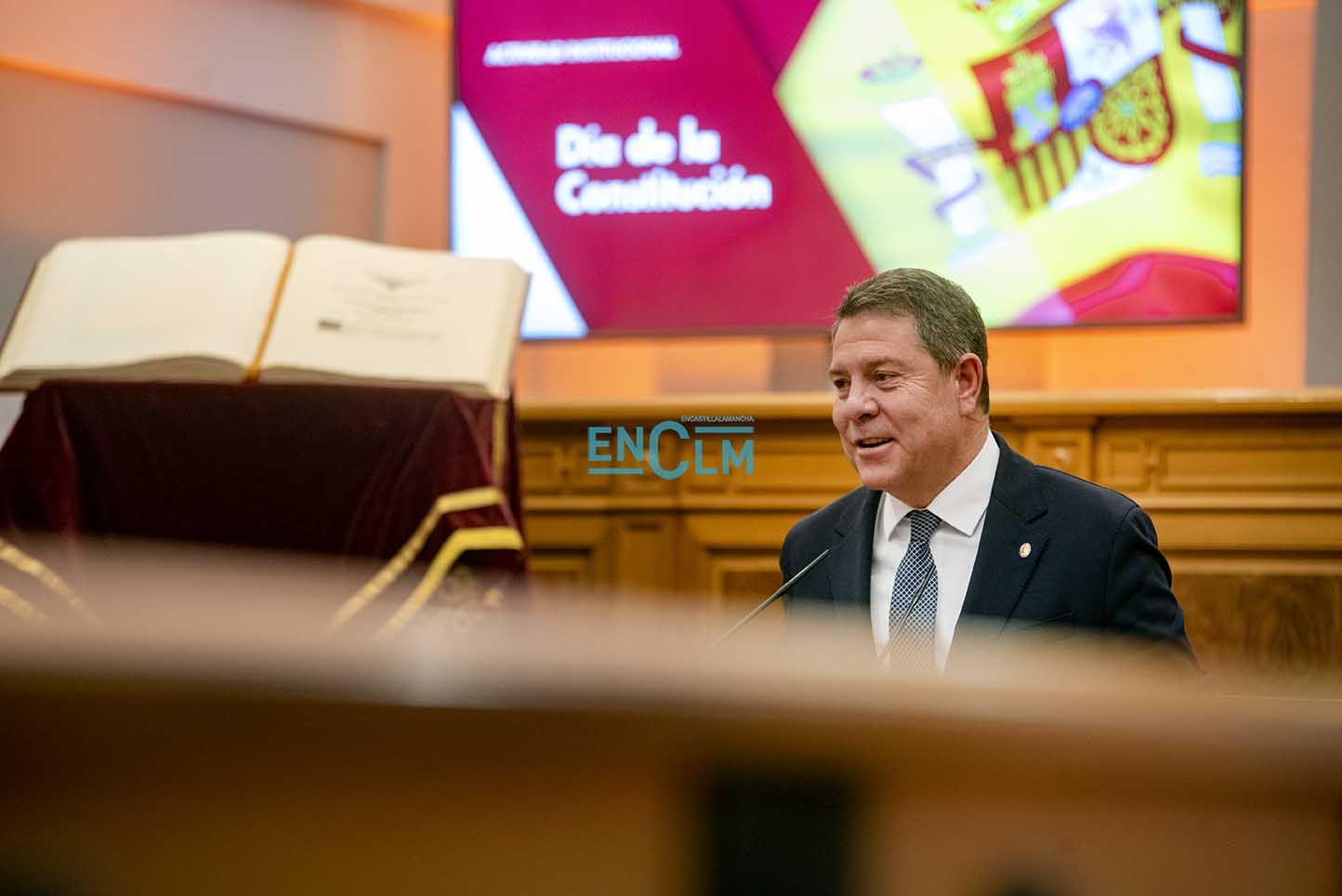 Emiliano García-Page, presidente de CLM. en el acto por el 45 aniversario de la Constitución Española. Foto: Rebeca Arango.