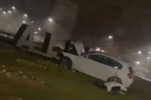 Imagen del siniestro en la rotonda de Tamos, en Albacete.