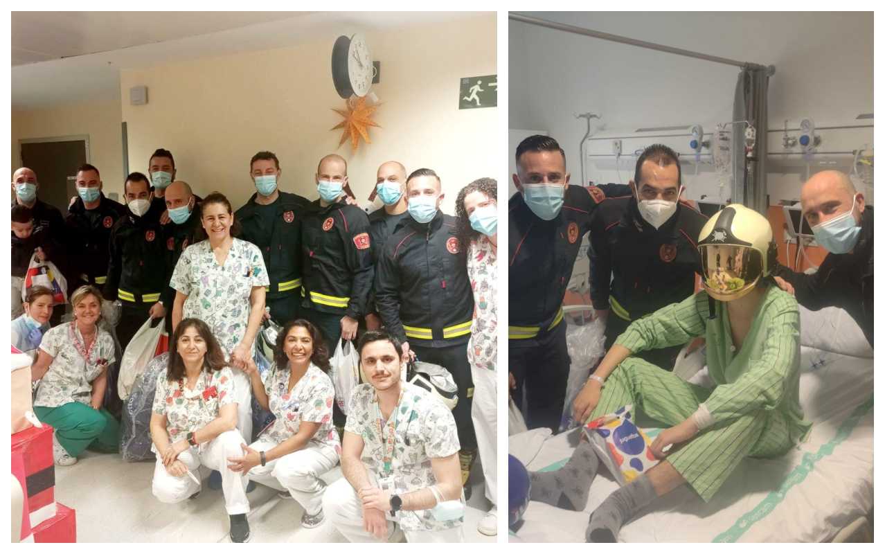 Los Bomberos de Toledo llenan de ilusión y regalos a los niños ingresados en el hospital.