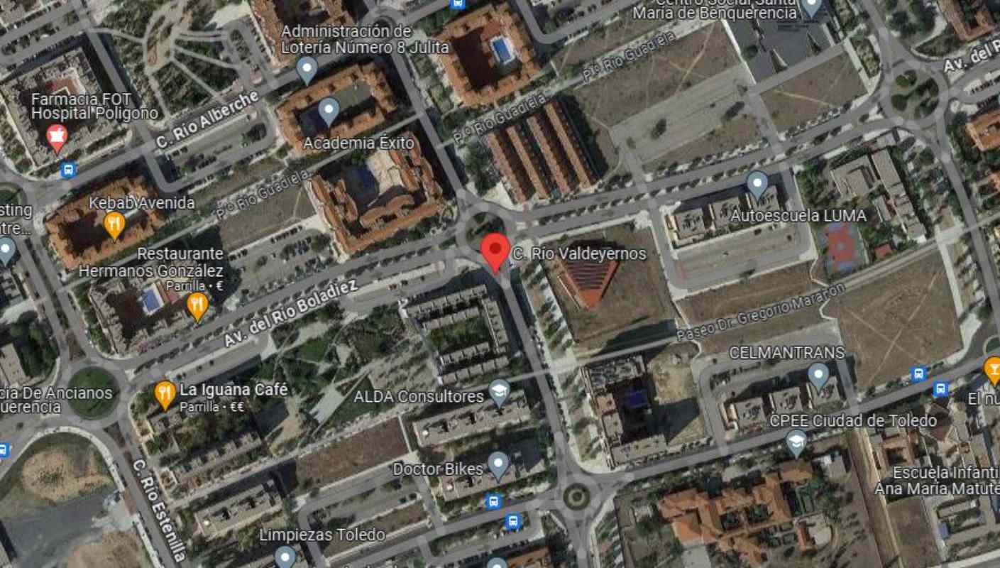 Incendio doméstico en la calle Valdeyernos de Toledo. Imagen: Google Maps.