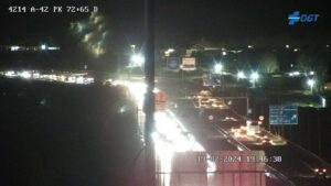 Punto kilométrico 73 de la A-42 a su paso por Toledo.