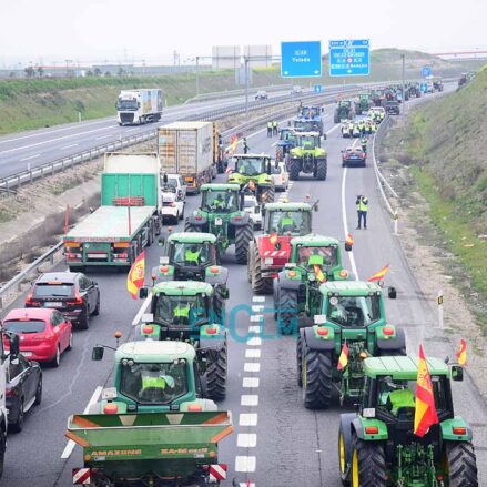Tractorada en la A-42. Foto: Rebeca Arango.