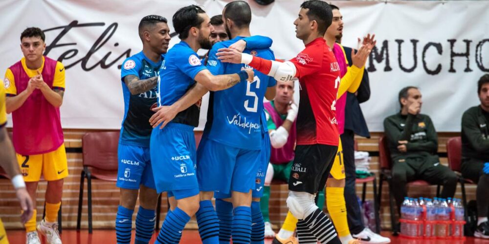 El Viña Albali Valdepeñas, en el partido que le ganó al Barça. Foto: Viña Albali Valdepeñas.