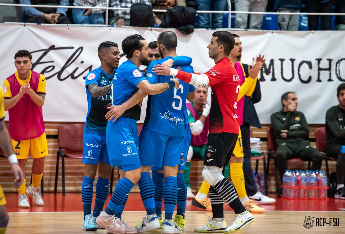 El Viña Albali Valdepeñas, en el partido que le ganó al Barça. Foto: Viña Albali Valdepeñas.