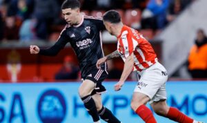 Lance del partido entre el Sporting y el Albacete. Foto: Albacete Balompié.