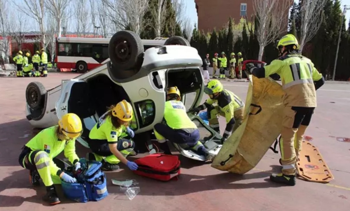 Ejercicio de emergencias en el Parque de Bomberos de Albacete