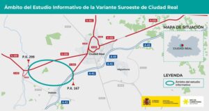 Ámbito del estudio informativo para la construcción de la variante suroeste de Ciudad Real