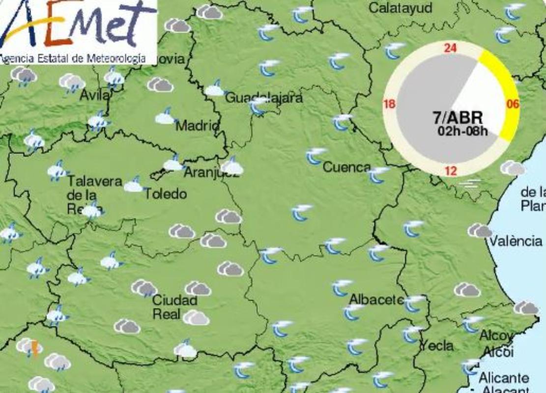 Nubes, claros y algún chubasco el domingo en CLM.