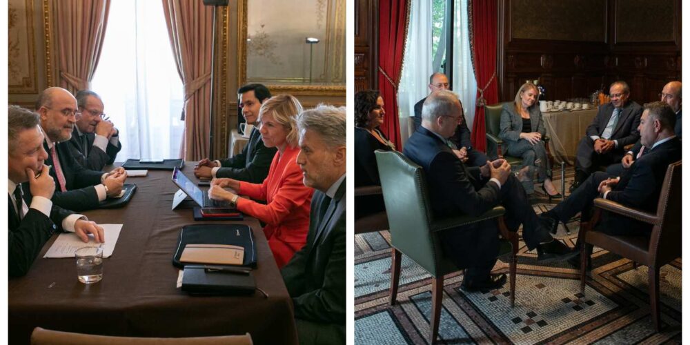 Reunión entre responsables del Gobierno de Castilla-La Mancha y de las multinacionales Microsoft y Oracle.