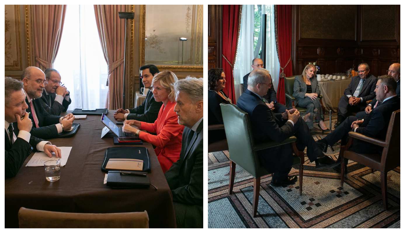 Reunión entre responsables del Gobierno de Castilla-La Mancha y de las multinacionales Microsoft y Oracle.