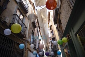 Toldos del Corpus en la calle Martín Gamero
