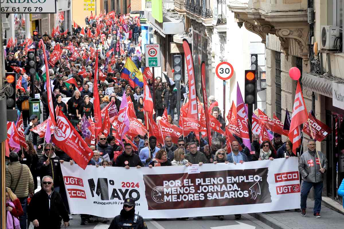 Frontal de la manifestación del Primero de Mayo en Albacete. Foto: CCOO.