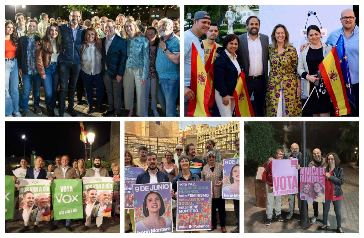 Inicio de campaña de PSOE, PP, Vox, Podemos y Sumar.