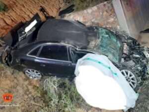 El coche cayó por el puente con resultado fatal. Foto: Cpeis Toledo.